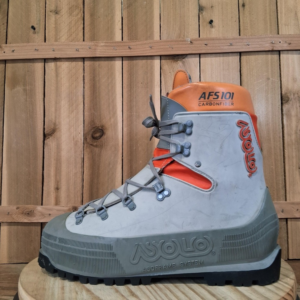 Asolo AFS 101 Carbonfiber Boots Mens 9.5 Gray Mountaineering Vibram Snow Winter
